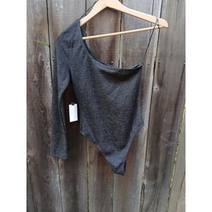 New ASTR THE LABEL - Alina Bodysuit in Black Asymmetrical Sparkle - XS